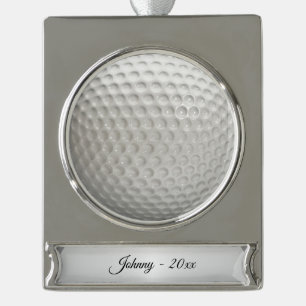 Golf Ball Sport Personalised Silver Plated Banner Ornament
