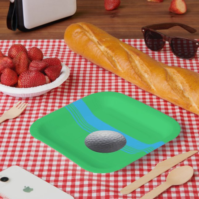 Golf Ball square paper plates (Picnic)