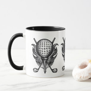 Golf Ball Tee Club Course Pen and Ink Golfer Mug
