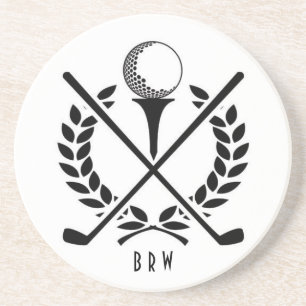 Golf Ball Tee Golf Club Monogram Golfer Sports Coaster