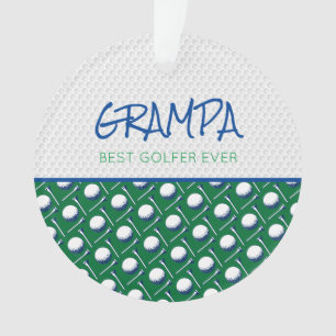 Golf Ball Tee GRAMPA Best Golfer Ever blue green Ornament