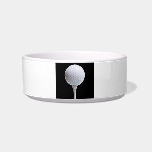 Golf Ball & Tee on Black - Customised Template Bowl
