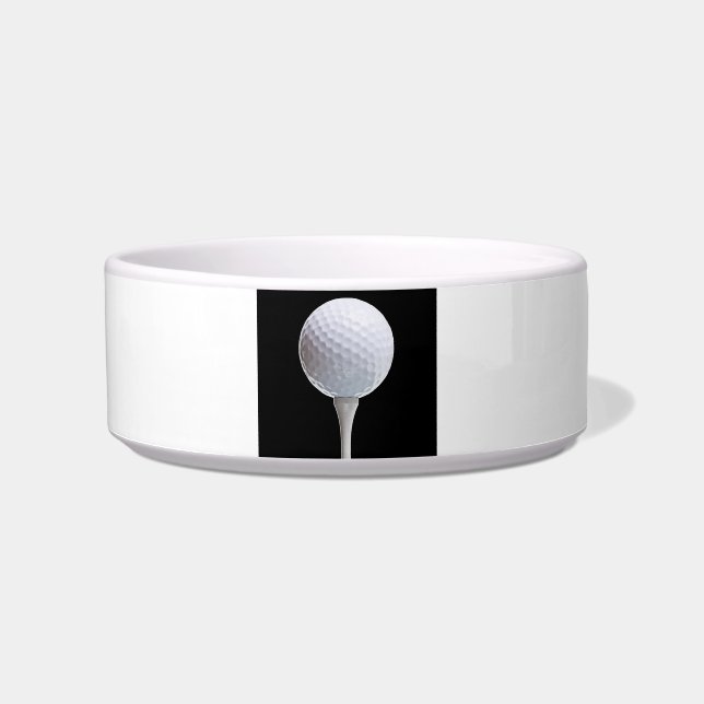 Golf Ball & Tee on Black - Customised Template Bowl (Front)