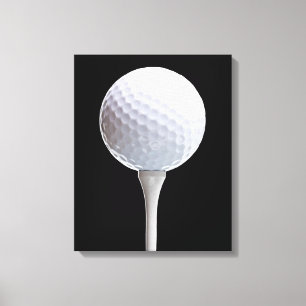Golf Ball & Tee on Black - Customised Template Canvas Print