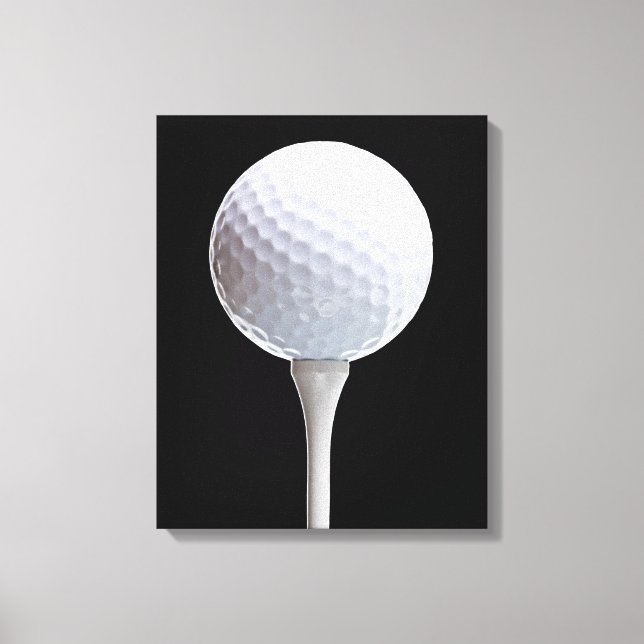 Golf Ball & Tee on Black - Customised Template Canvas Print (Front)