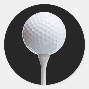 Golf Ball & Tee on Black - Customised Template Classic Round Sticker