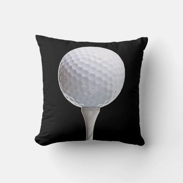 Golf Ball & Tee on Black - Customised Template Cushion (Front)