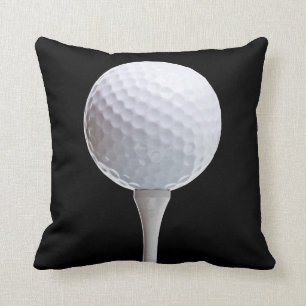 Golf Ball & Tee on Black - Customised Template Cushion
