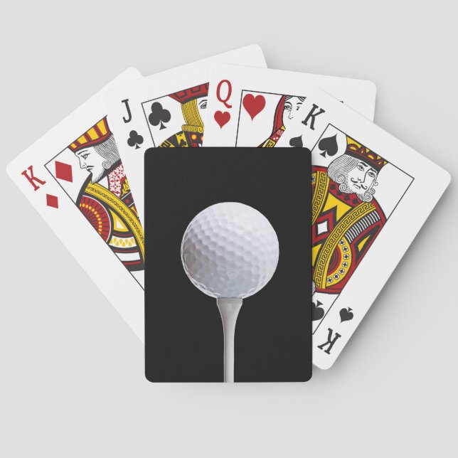 Golf Ball & Tee on Black - Customised Template Playing Cards (Back)