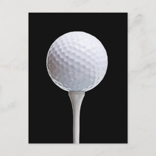 Golf Ball & Tee on Black - Customised Template Postcard