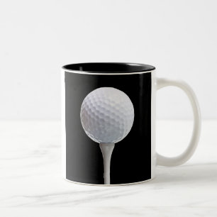 Golf Ball & Tee on Black - Customised Template Two-Tone Coffee Mug