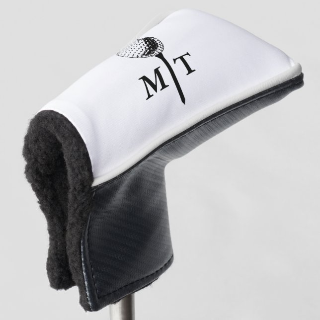 Golf Ball Tee Personalised Initial Monogram Year Head Cover (3/4 Front)
