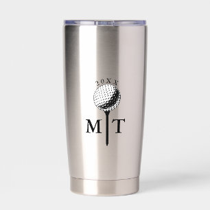 Golf Ball Tee Personalised Initial Monogram Year Insulated Tumbler