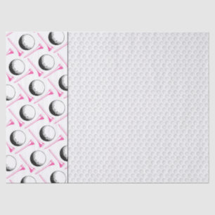 Golf ball tee pink white dimples classic golfer tissue paper