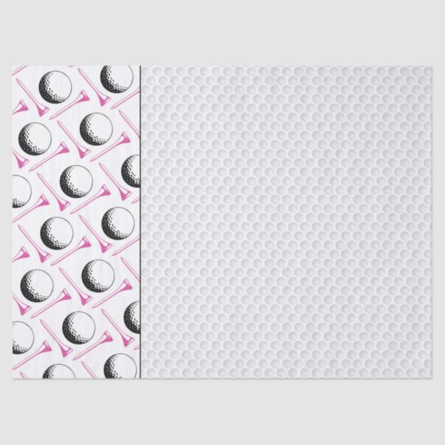 Golf ball tee pink white dimples classic golfer tissue paper (Front)