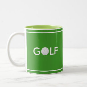 Golf Ball Text on Green Two-Tone Coffee Mug