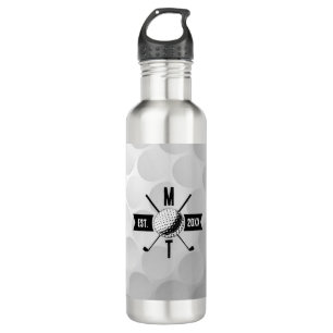 Golf Ball Texture & Club Initial Monogram  710 Ml Water Bottle