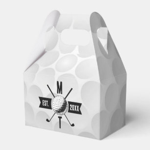 Golf Ball Texture & Club Initial Monogram Favour Box