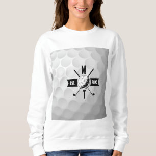 Golf Ball Texture & Club Initial Monogram   Sweatshirt