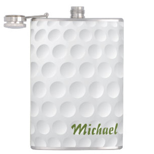 Golf ball texture. For golfers. Green grass. Funny Hip Flask