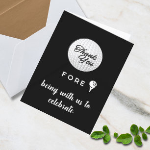 Golf Ball Thank You Fore! Black White Custom