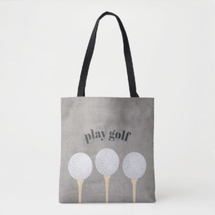 golf ball tote bag distressed grey and white