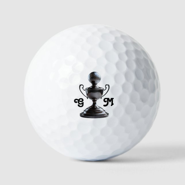 Golf Ball Trophy with Typography Initials Monogram (Front)