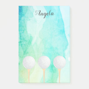 golf ball turquoise blue watercolor paint design post-it notes