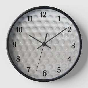 Golf Ball Wall Clock w Black Numbers 