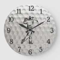 Golf Ball Wall Clock w Numbers and Golfer