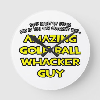 Golf Ball Whacker Guy Round Clock