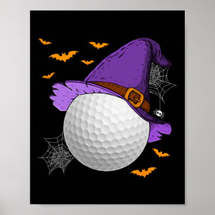 Golf Ball Witch Hat Pumpkin Spooky Halloween Costu Poster