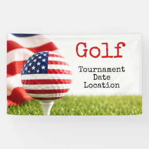 Golf ball with American flag golf tournament Banner