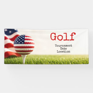 Golf ball with American flag golf tournament Banner