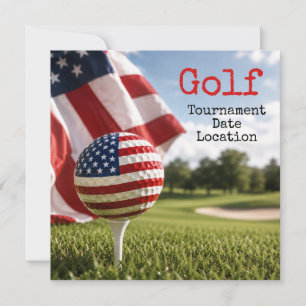 Golf ball with American flag golf tournament Invitation