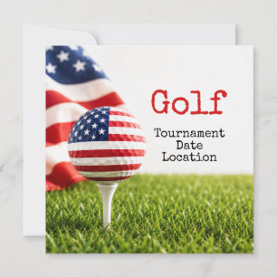 Golf ball with American flag golf tournament Invitation