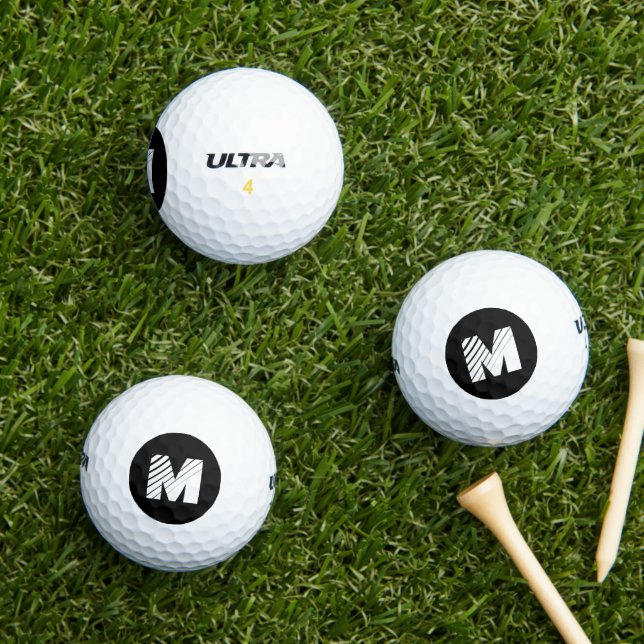 Golf Ball with Black and White Initial Letter Mark (Insitu Grass)