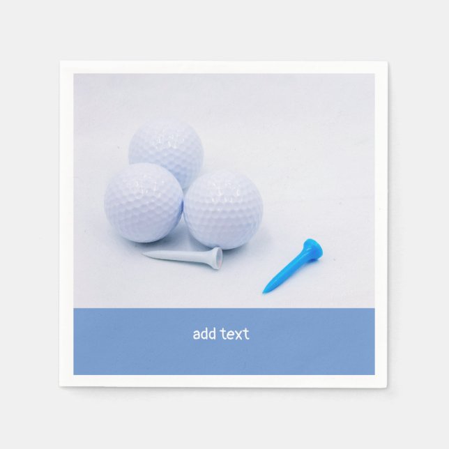 Golf ball with blue and white tees on white Paper Napkin (Front)