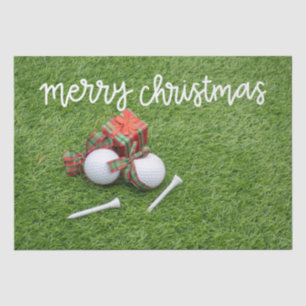 Golf ball with gifts on green Christmas Tissue Paper