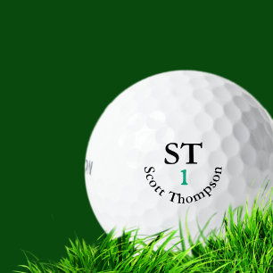 Golf Ball with His Name in Black with number 1
