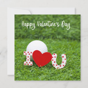 Golf ball with I love you Happy Valentine's Day Holiday Card