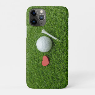Golf ball with LOVE heart on green for golfer iPhone 11 Pro Case