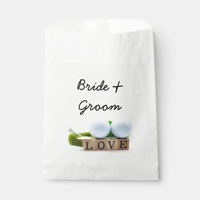 Golf ball with love letter bride and groom favour bags (Front)