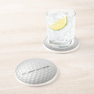 Golf Ball with Personalised Text Coaster