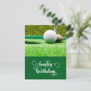 Golf ball with putter Happy Birthday to Golfer Postcard