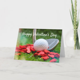 Golf ball with red heart for Valentine's Day Holiday Card