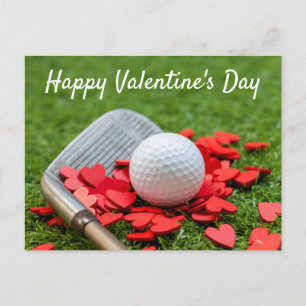 Golf ball with red heart for Valentine's Day Postcard