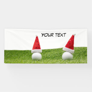 Golf Ball with Santa hat Golfer Christmas Party  Banner