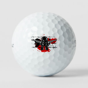 Golf Ball with skull and cross guns .