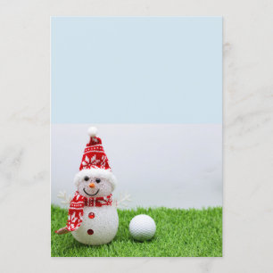Golf ball with Snowman are for Golfer's Christmas Invitation